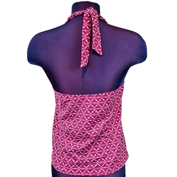 Lands' End Pink Geometric Halter Tankini Swimsuit Top Size 8 Women's - Picture 4 of 7